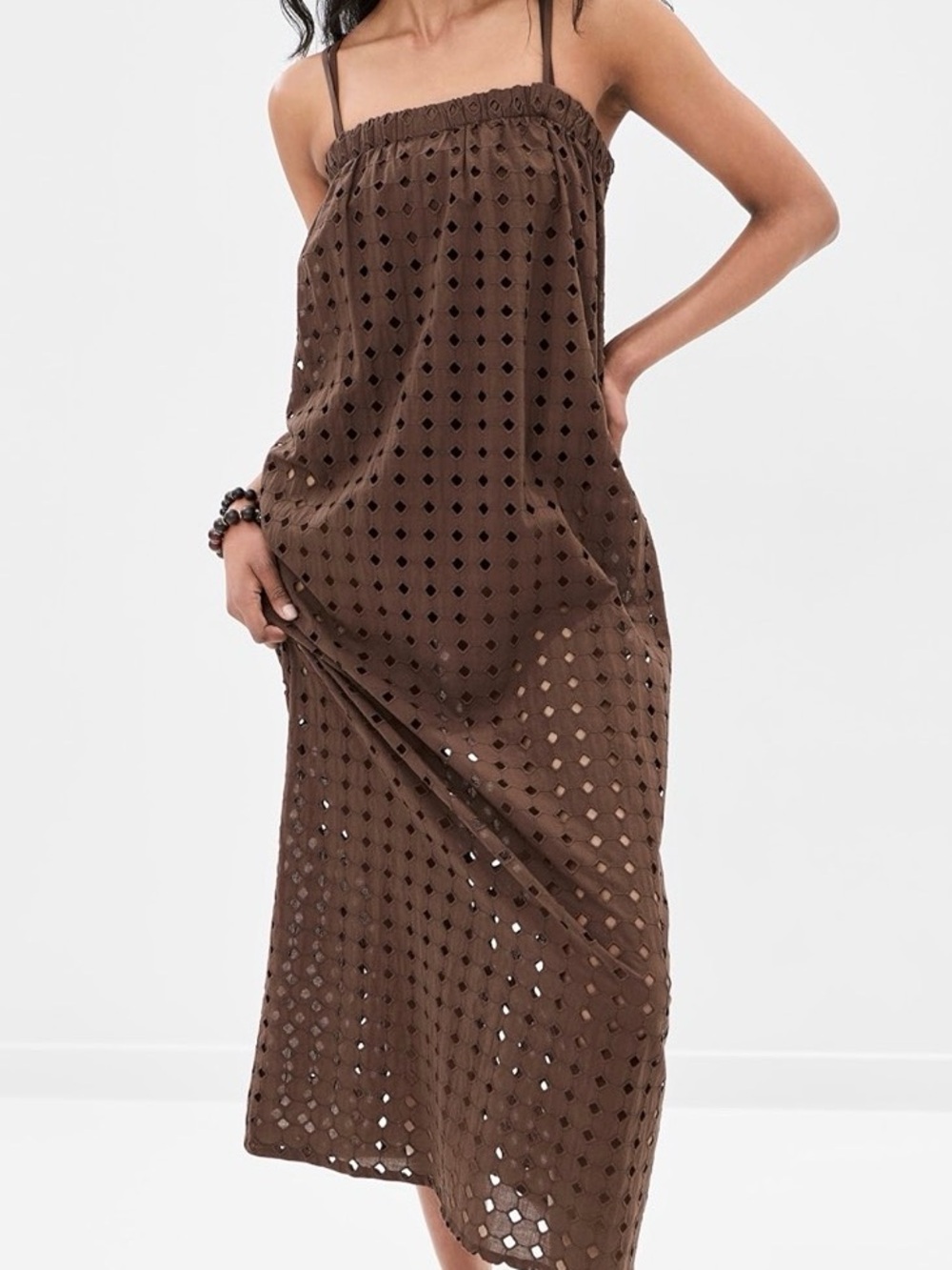 Shop bop Camille Maxi Dress in color shaved chocolate with Spaghetti Straps